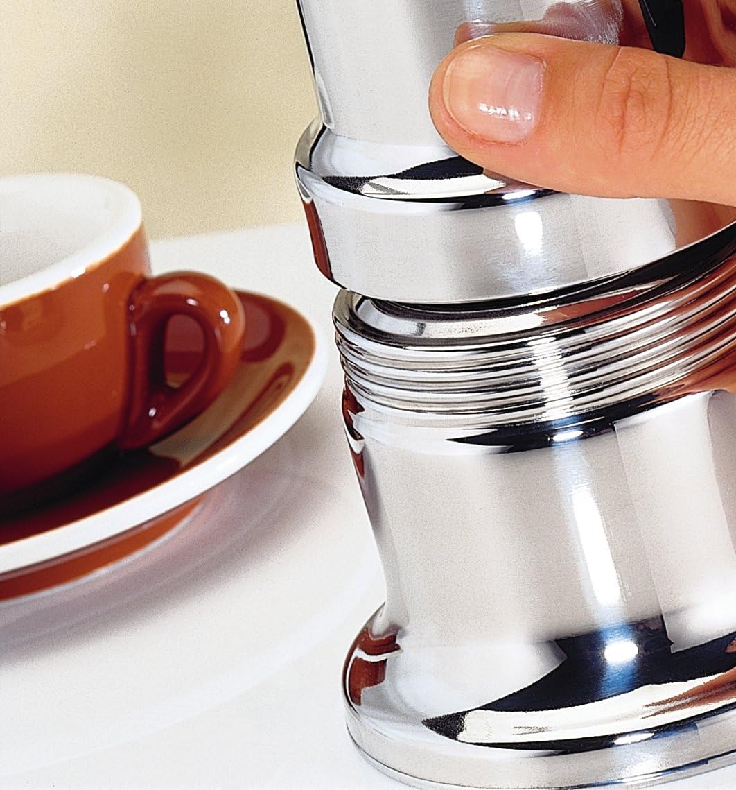 Cilio Stovetop Coffee Maker - 4-Cup, Polished Stainless Steel, Modern - Espresso Maker, Italian Coffee Pot & Percolator