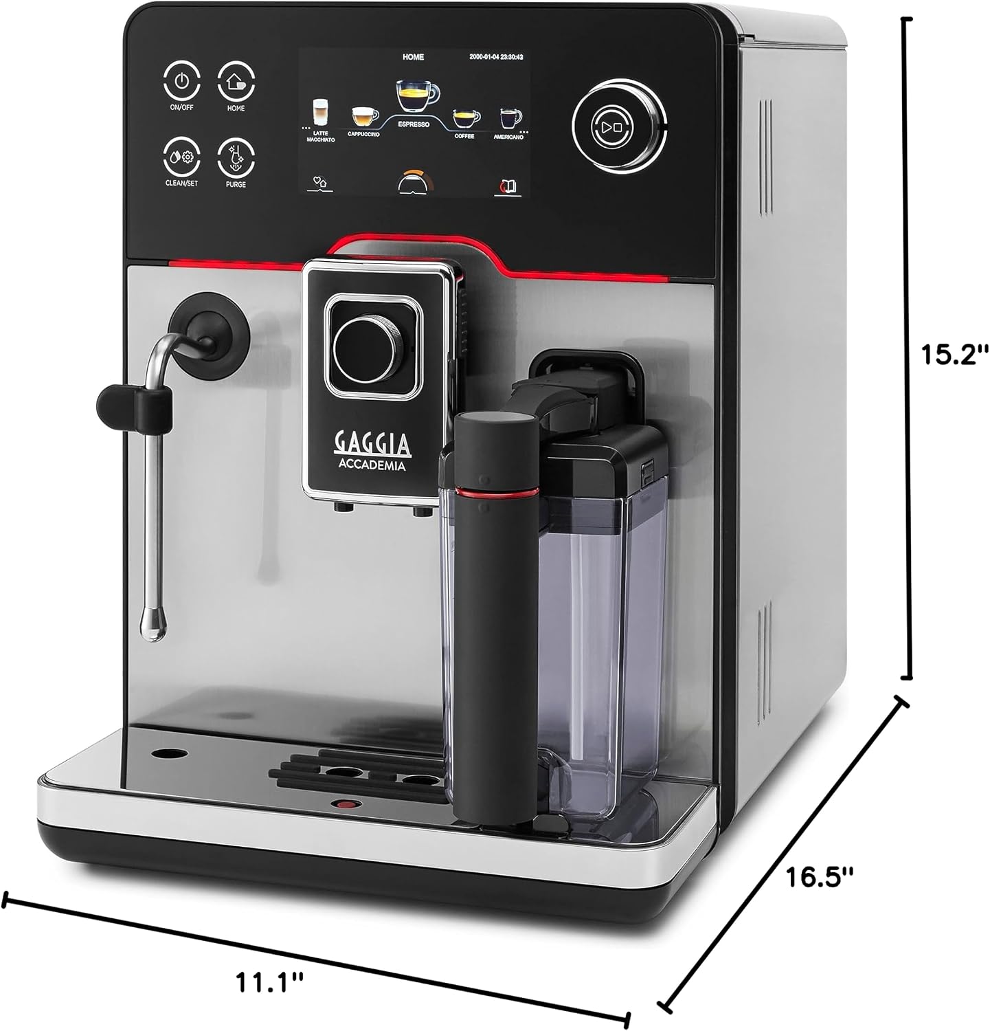 Gaggia Accademia Luxury Italian Fully Automatic Espresso Machine with 19 Customized drink settings,0.5 Liters,RI9782/46 Brushed Stainless