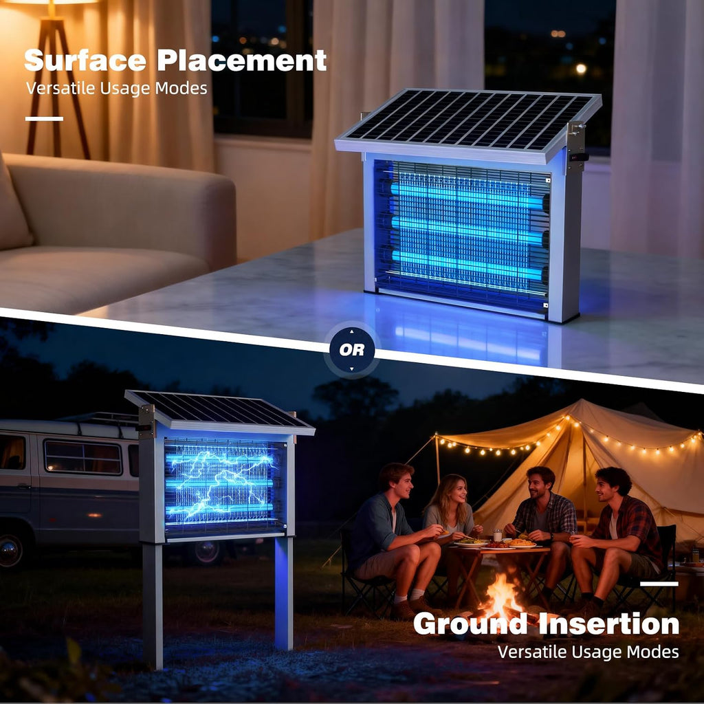 Powerful Large Solar Bug Zapper Outdoor for 10000 sq.ft, Poartable Rechargeable Mosquito Zapper with High Powered, Cordless Solar Fly Zapper for Patio Garden Backyard Farm Pest Control