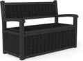 Skepphlay 70 Gallon Outdoor Storage Bench, Deck Box Bench with Armrest, Lockable Outside Benches with Storage, Deck Boxes Waterproof for Pool Patio Garden (Black)