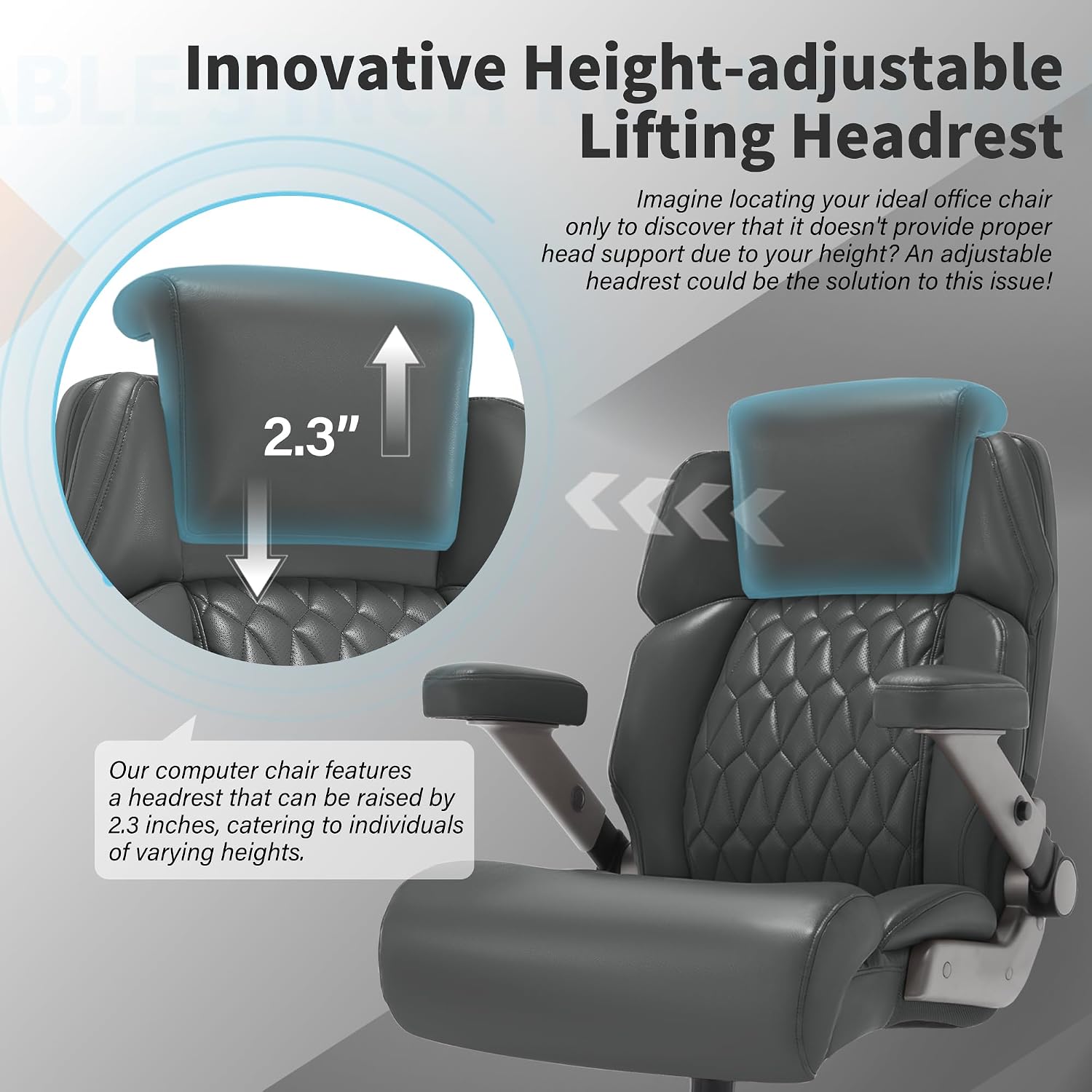 Big and Tall Office Chair 700lbs - Adjustable Headrest&Lumbar Support, 3D Flip Arms, Large Wheels &Heavy Duty Metal Base, Ergonomic High Back Computer Chair Desk Chair, Thick Padded Extra Wide Seat