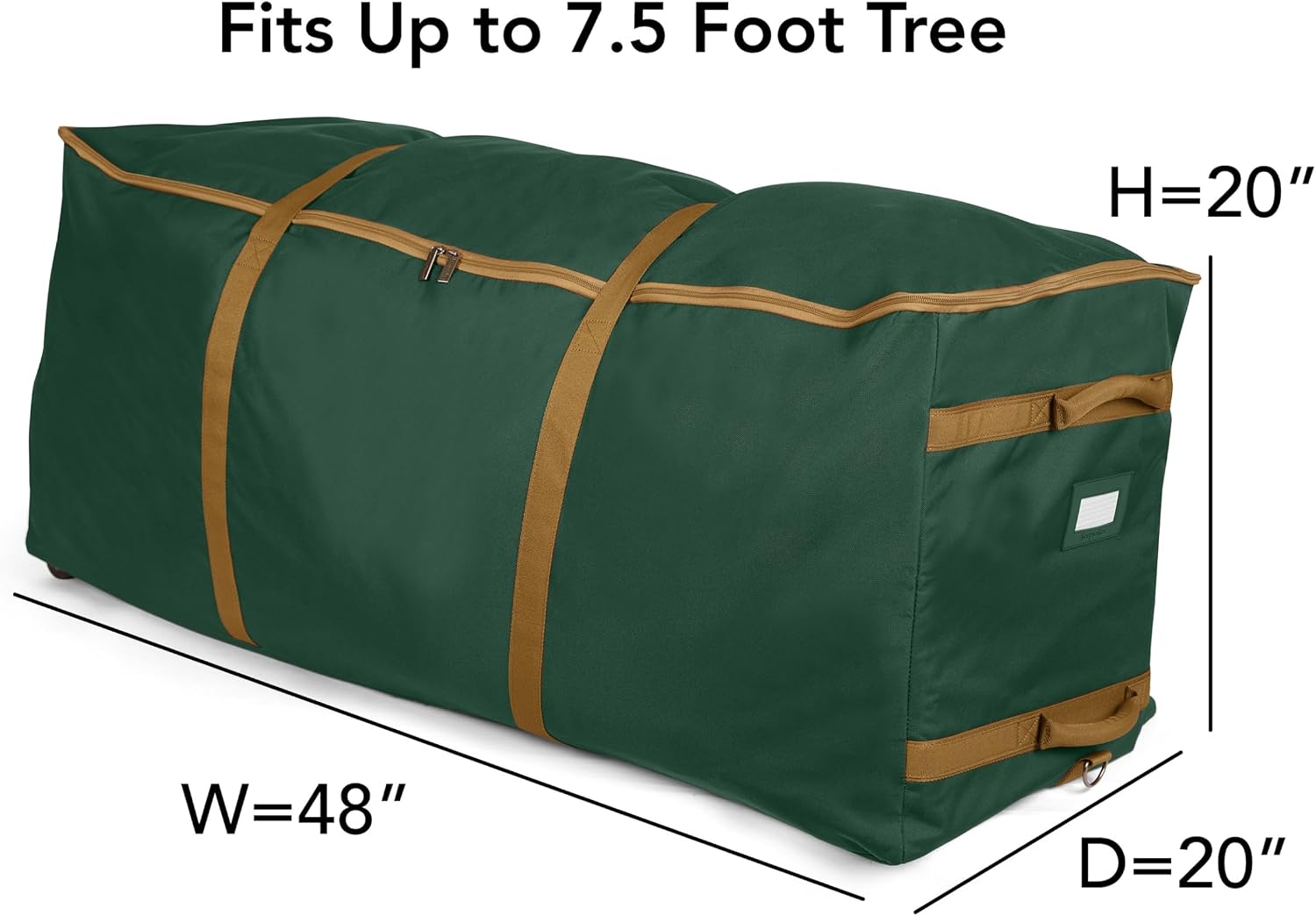 Covermates Keepsakes Christmas Tree Rolling Cinch Bag – Heavy-Duty Polyester Holiday Storage with Wheels, Reinforced Handles & Cinch Straps – Durable Christmas Tree Storage Solution, Green