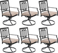 Sophia & William Outdoor Metal Swivel Chairs Set of 6 Patio Dining Rocker Chair with Cushion Furniture Set for Garden Backyard Bistro, 300 lbs