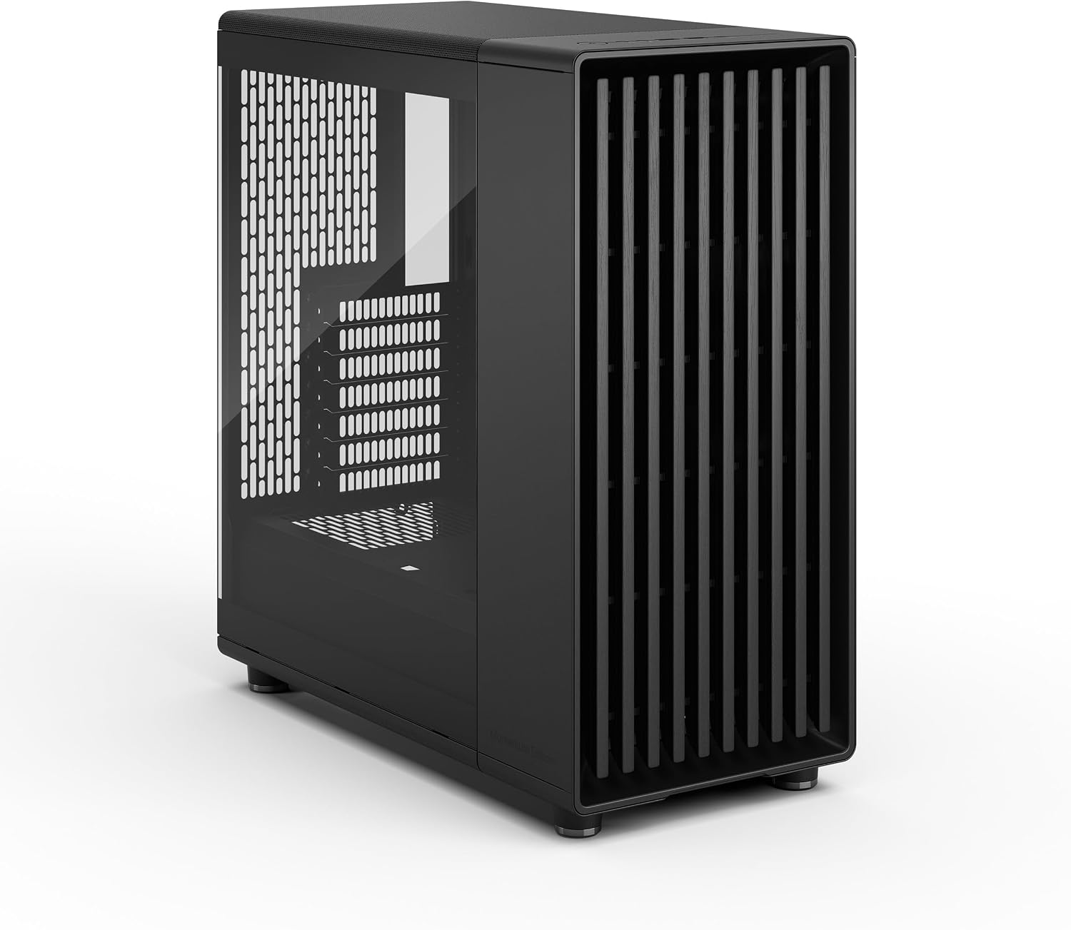 Fractal Design North Momentum Black - Glass Side Panel - Genuine Blackened Oak Wood Front - High Airflow PC Gaming Case - Three Powerful 120mm Momentum Fans Included - ATX Support