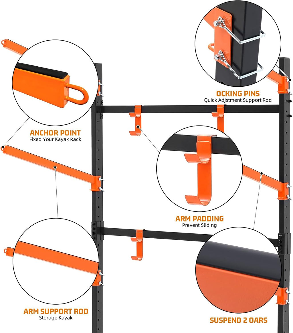 Kayak Storage Rack, Freestanding Kayak Racks for Garage, Heavy Duty Adjustable Kayak Stand Indoor Outdoor Storage Rack for Kayaks, Canoes, Surfboard & Paddleboard
