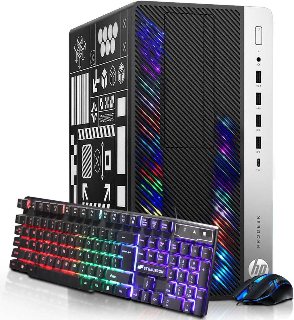 HP RGB Gaming Desktop Computer, Intel Quad Core I5-6500, Radeon RX 550 4G, 16GB DDR4, 1T SSD + 3T HDD, RGB Keyboard & Mouse, 600M WiFi & Bluetooth, Windows 11 (Renewed)