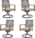 PHI VIALLA Patio Outdoor Swivel Dining Chairs Outdoor Furniture Chairs Set of 4 with Cushion Suports 300lbs for Lawn Garden Backyard Weather Resistant-Black Frame