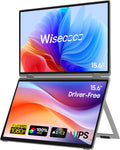 wisecoco 15.6' Dual Screen Monitor Portable for Laptop Screen Extender IPS 1080P 360°Foldable Stacked Display with Kickstand HDMI USB-C for PC Laptop Game Console Windows Mac Driver-Free Flip S5