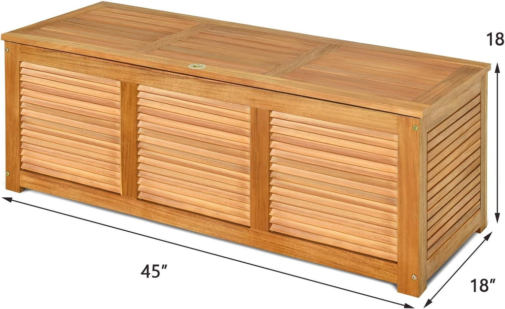 Tangkula 46 Gallon Acacia Wood Deck Box, Garden Backyard Storage Bench, Outdoor Storage Container for Patio Furniture Cushions and Gardening Tools