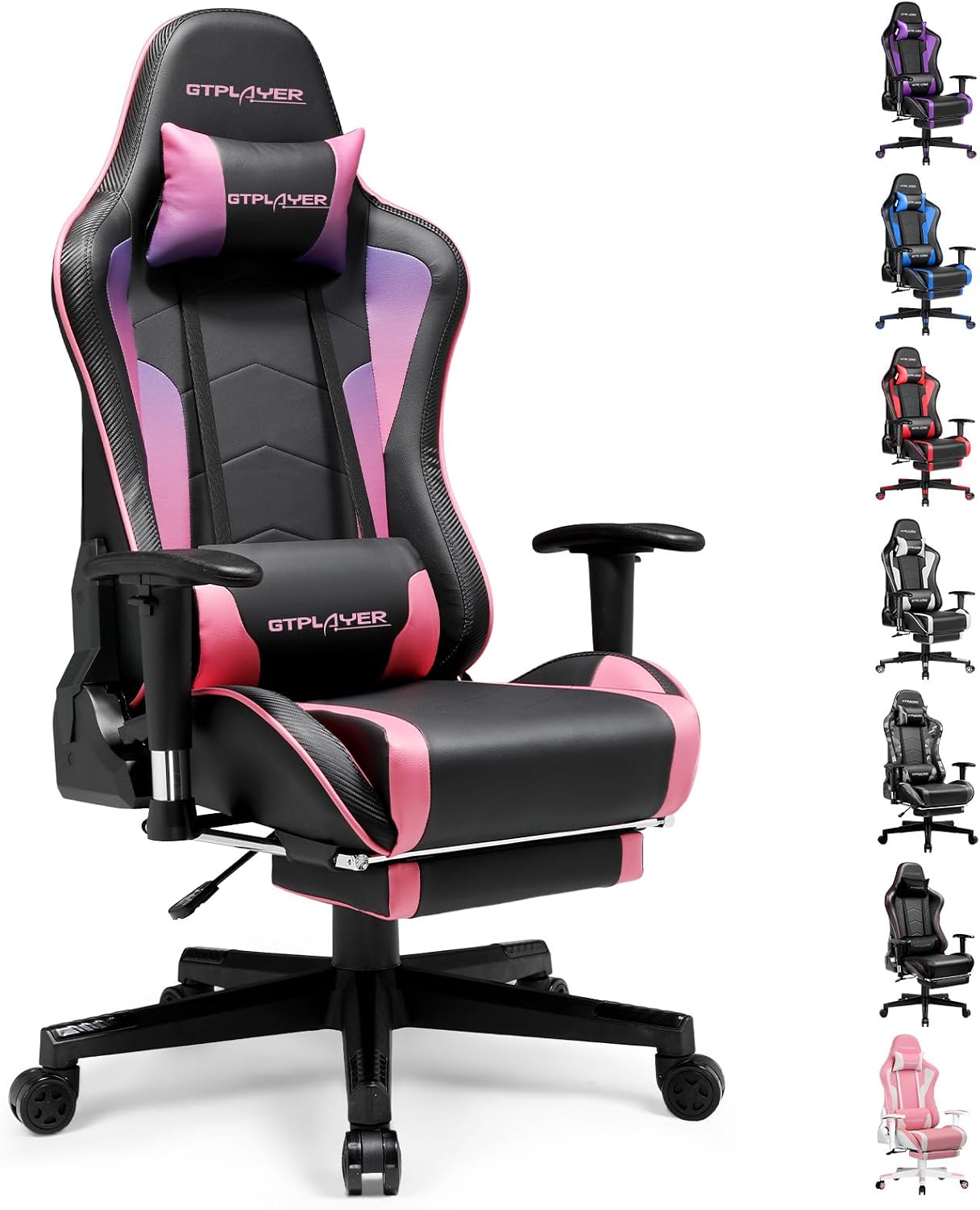 GTPLAYER Gaming Chair with Footrest Speakers Video Game Chair Bluetooth Music Heavy Duty Ergonomic Computer Office Desk Chair