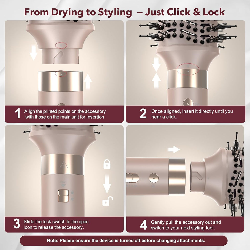 StyleVibe 6-in-1 Air Styler, Dual Voltage Hair Dryer & Blow Dryer Brush with Travel Case - Auto Wrap Curls (L/R), Fast Drying, Thermal Brush for Blowouts & Frizz-Free Volume, No Heat Damage