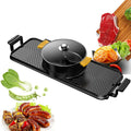 BBQ Smokeless Grill Electric Grill and Hot Pot, Multifunctional BBQ hot Pot Double Pot with 5 Temperature adjustments,Portable Home Electric Barbecue 2 in1 Outdoor Teppanyaki Grill/Shabu Pot (Size :