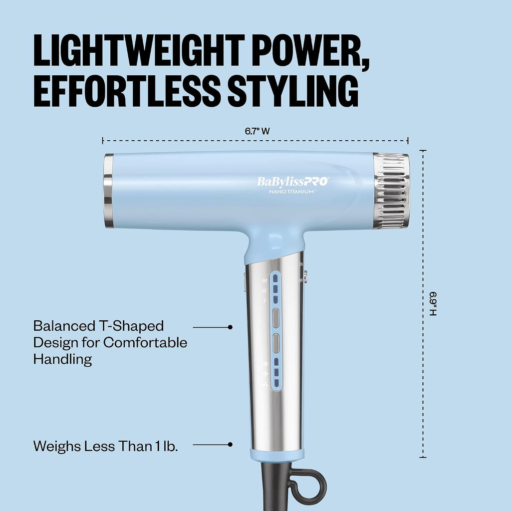 BaBylissPRO Nano Titanium Professional Nano Light Ionic Dual-Voltage Lightweight Hair Dryer