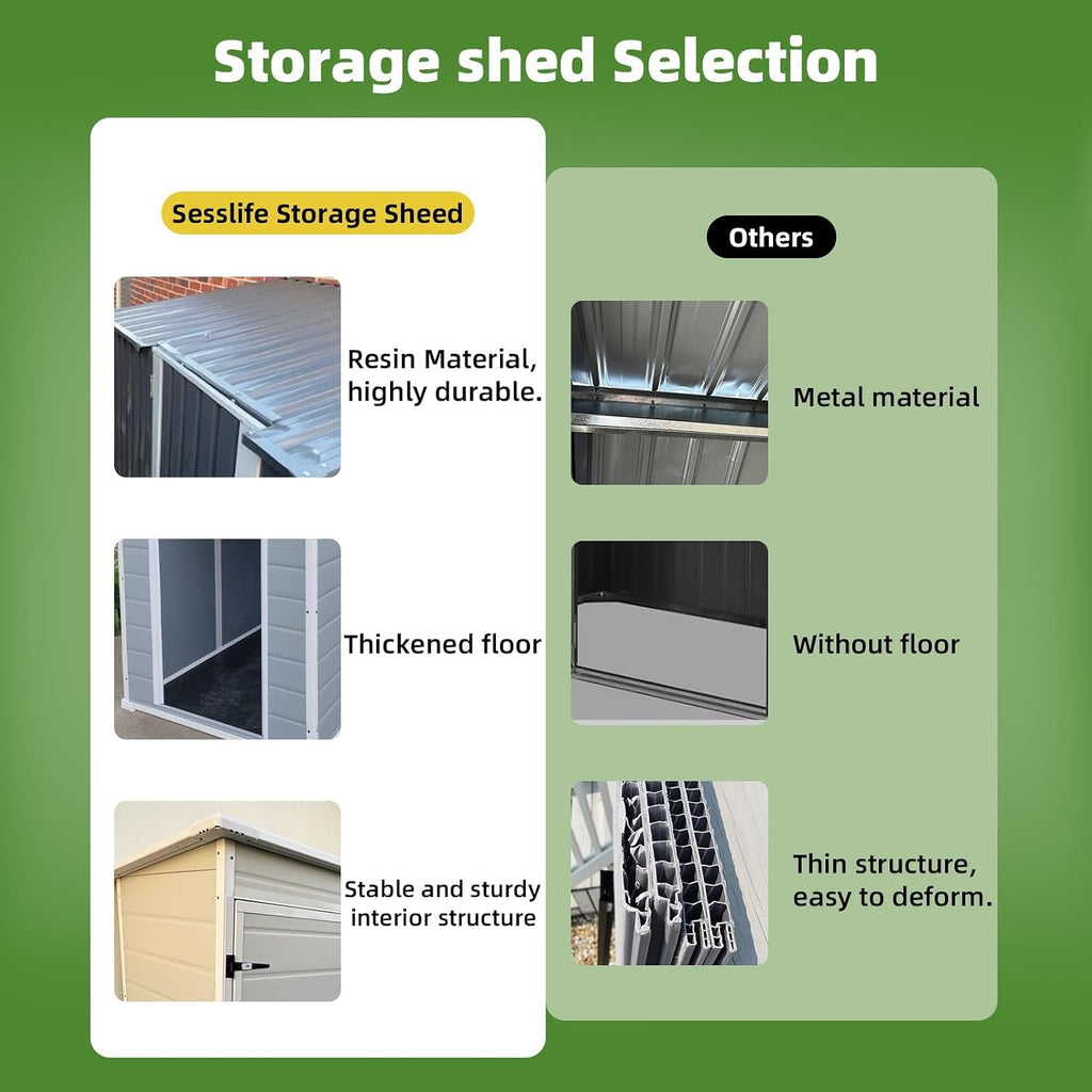 Outdoor Storage Shed 6 x 4.4 FT, Heavy-Duty Resin Tool Shed with Reinforced Floor, Lockable Door & Vent, Weather-Resistant Garden Shed for Lawn Equipment & Bikes (Gray)