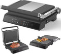 Panini Press Electric Press, Smokeless Electric BBQ Grill Toaster Pan Sandwich Maker Contact Grill with LED Display
