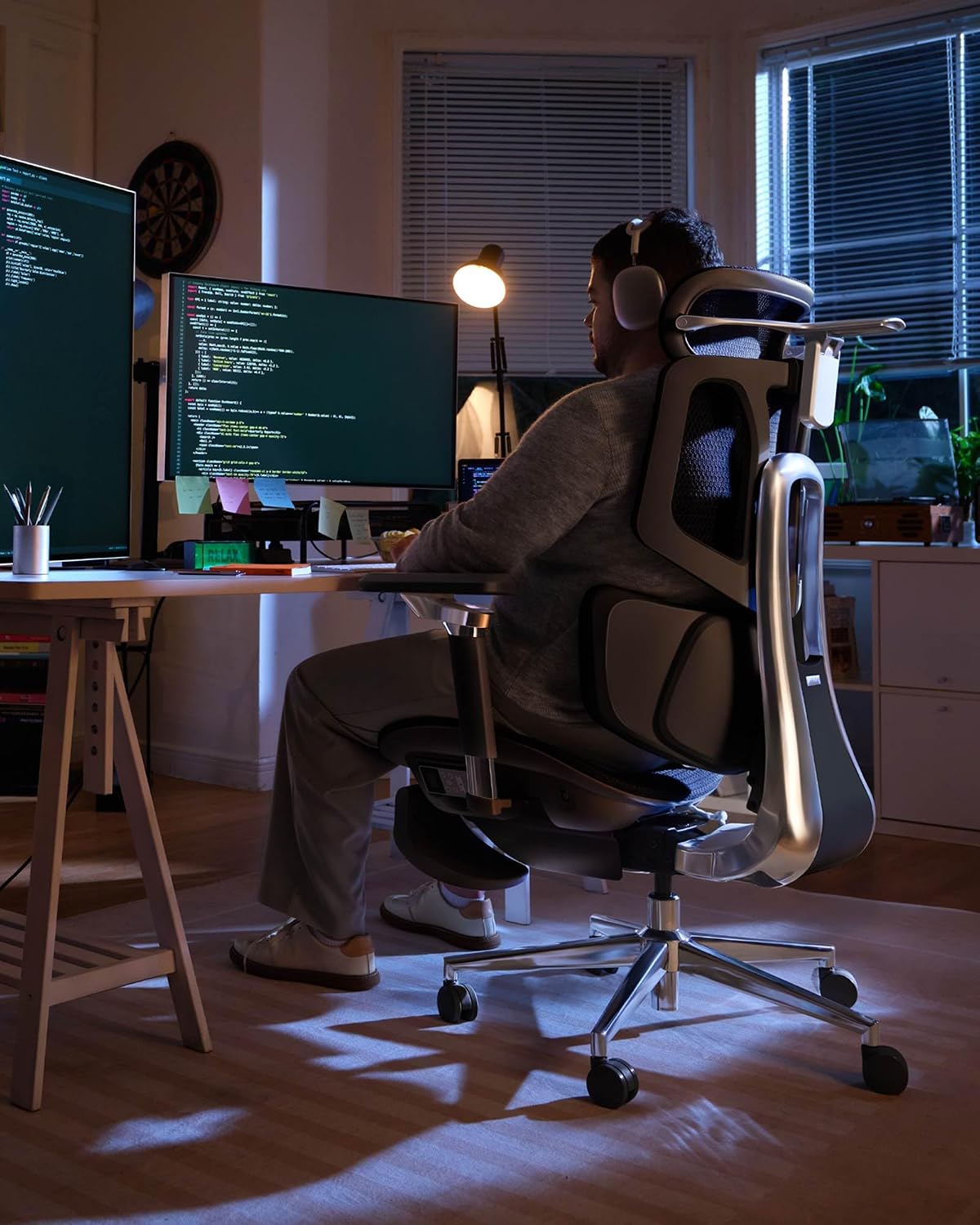 Hbada X7 Smart Ergonomic Chair, Ergonomic Office Chair, Fully Automated Lumbar Tracking, 4D Adjustable Headrest, 720° Adjustable Armrests, Ventilated Seat Cushion, Black