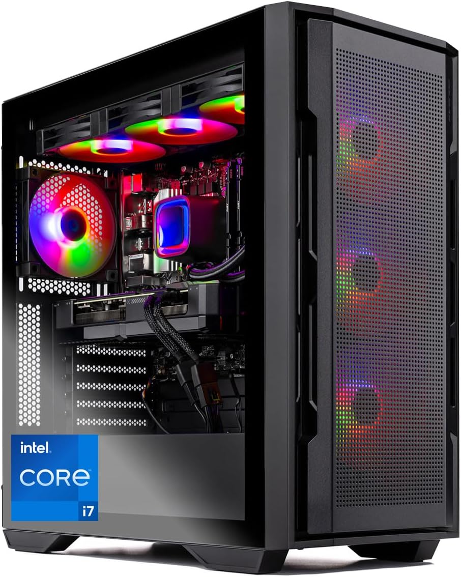 Skytech Gaming Rampage Desktop PC, Intel i7 14700F 2.1 GHz (5.3GHz), AMD RX 9070XT 16GB, 1TB Gen4 NVMe SSD, 32GB DDR5 RAM 5600 RGB, 850W Gold PSU, 360mm ARGB AIO, Wi-Fi, Win 11