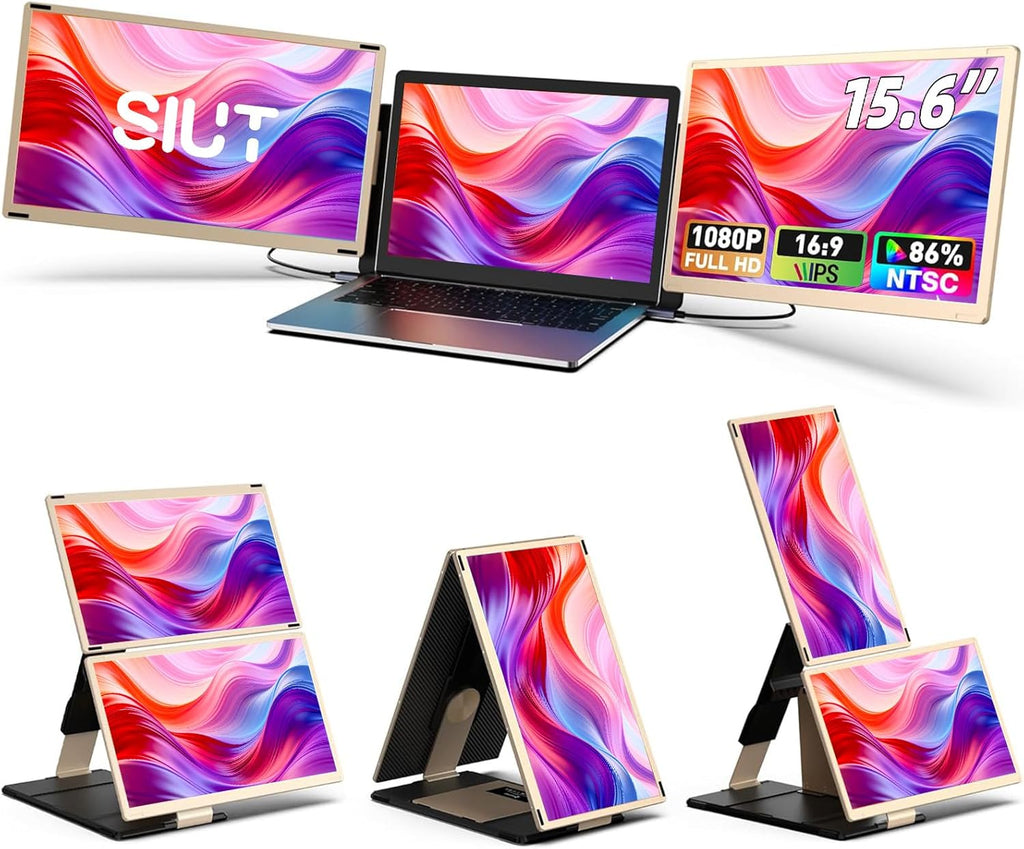 Laptop Screen Extender - 15.6'' 1080P Monitor Extender Detachable Screen Triple Monitor for Laptop 13'-17.3' Compatible with Mac/Windows