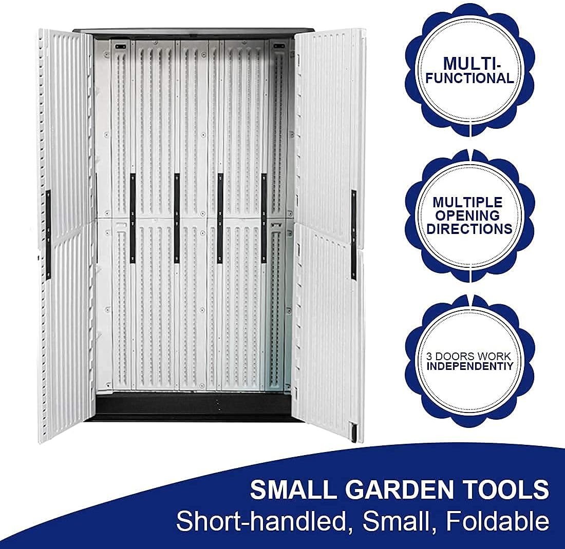 Kinying Outdoor Storage Cabinet, Vertical Storage Shed Perfect to Store Patio Furniture, Garden Tools Accessories,Bike,Beach Chairs and Lawn Mower, 4x2.5 Feet off-white-02B