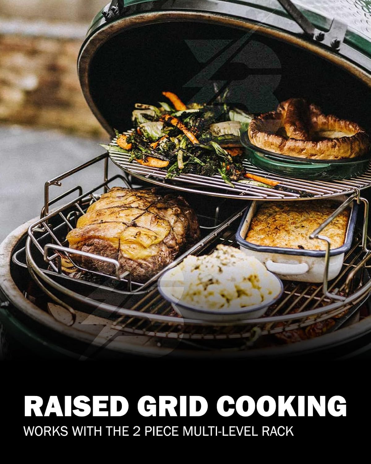 Replacement 1-Piece XL ConvEGGtorBasket Rack for Big Green Egg X-Large, BGE EGGpsnder Accessories - Easy Placement or Removal of Grill Heat Deflector or Cast Iron Plate Setter, Stainless Steel Rack