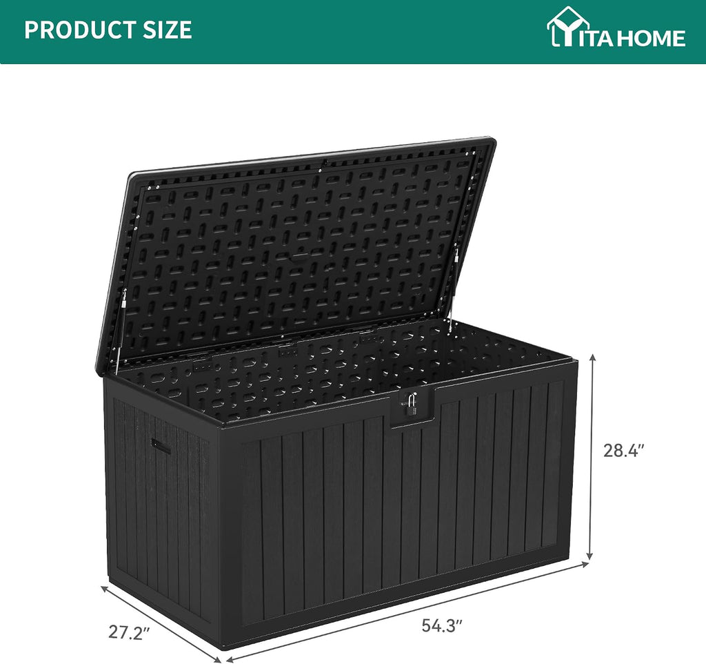 YITAHOME 180 Gallon Large Deck Box with Side Handles, Outdoor Double-Wall Storage for Patio Furniture Cushions, Garden Pool Accessories, Waterproof & Lockable
