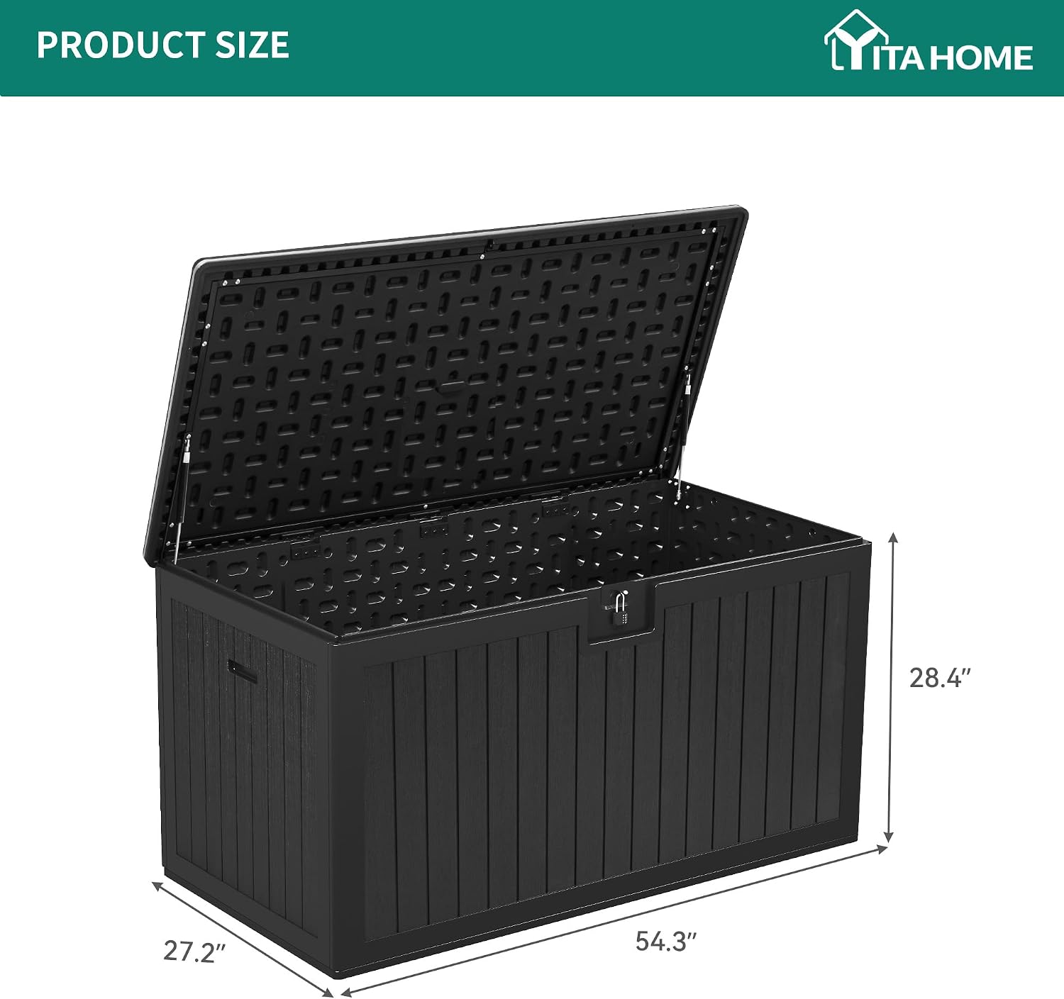 YITAHOME 180 Gallon Large Deck Box with Side Handles, Outdoor Double-Wall Storage for Patio Furniture Cushions, Garden Pool Accessories, Waterproof & Lockable