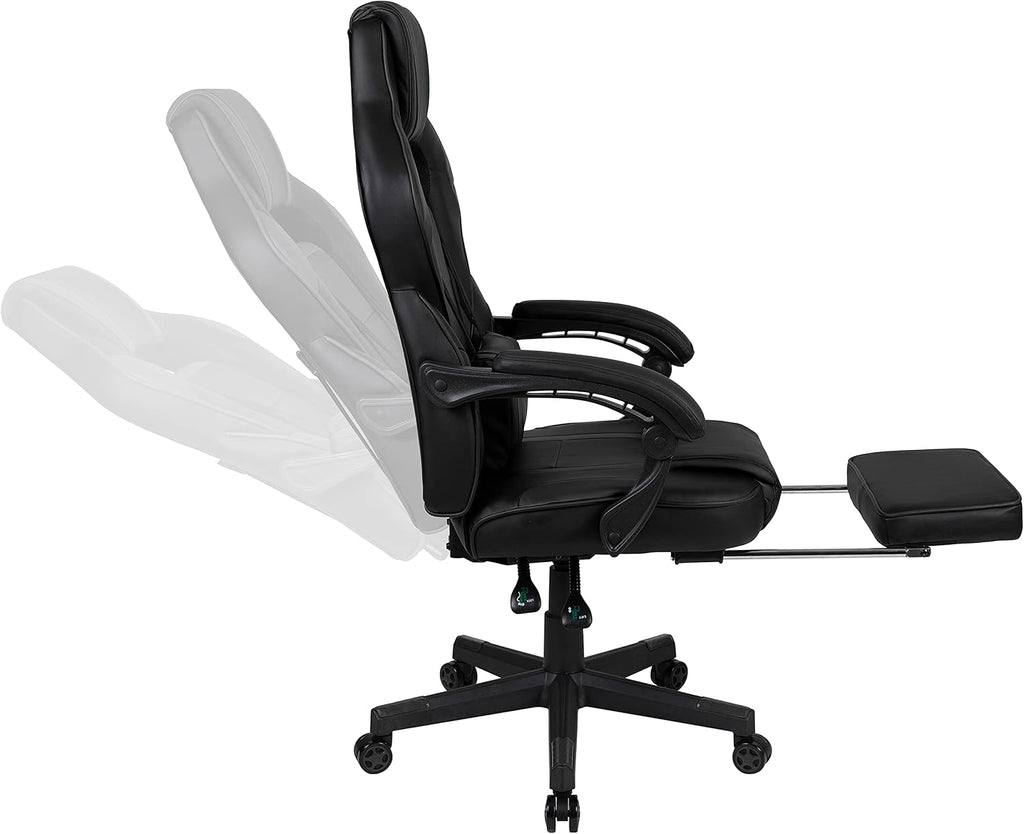 Flash Furniture X40 Gaming Chair Racing Ergonomic Computer Chair with Fully Reclining Back/Arms, Slide-Out Footrest, Massaging Lumbar - Black