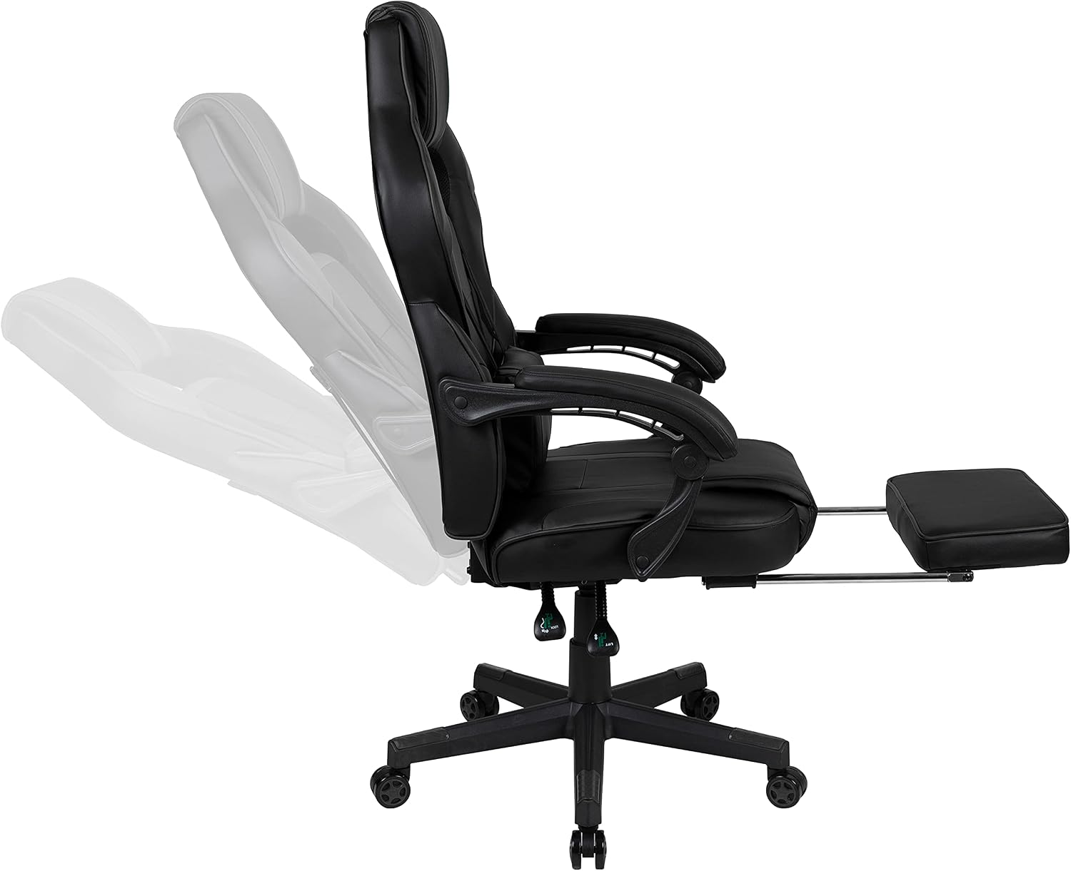 Flash Furniture X40 Gaming Chair Racing Ergonomic Computer Chair with Fully Reclining Back/Arms, Slide-Out Footrest, Massaging Lumbar - Black