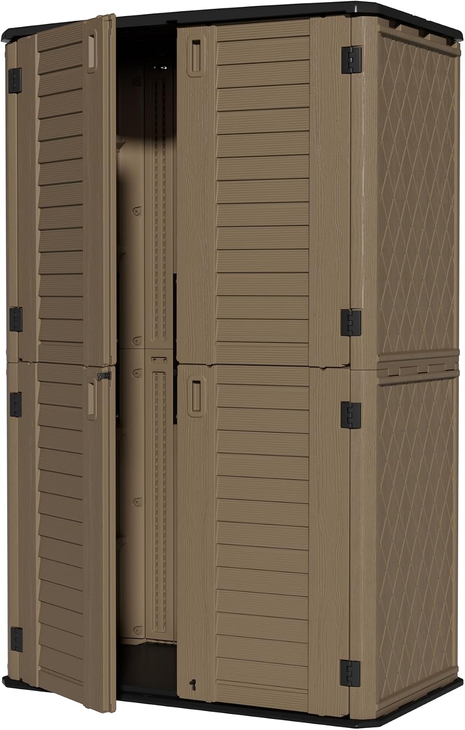 ZZM Large 67 Cu.ft Waterproof Storage Shed, Outdoor Storage Cabinet，Durable Resin Sheds for Patio Furniture, Garden Tools, Pool Accessories, Mower Storage (Coffee)