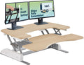 Vari VariDesk Pro Plus 36 Standing Desk Converter – 11 Height Settings + Spring Lift, 2 Tier Design, Keyboard Tray, Fits Desktops 36' Wide x 26.5' Deep – Delivers Fully Assembled (Light Wood)