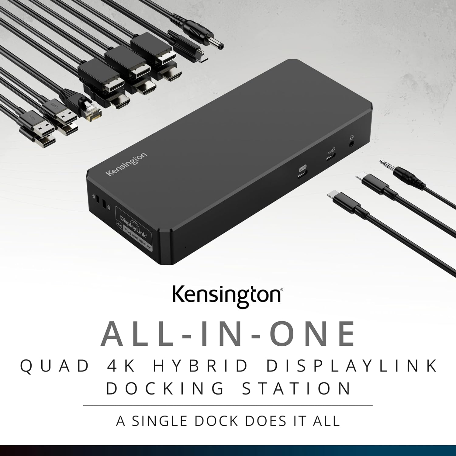 Kensington SD4790P USB-C Quad 4K Displaylink Docking Station, 100W Charging, 3 x DisplayPort, 3 x HDMI, for Windows/macOS/ChromeOS (K33610NA)