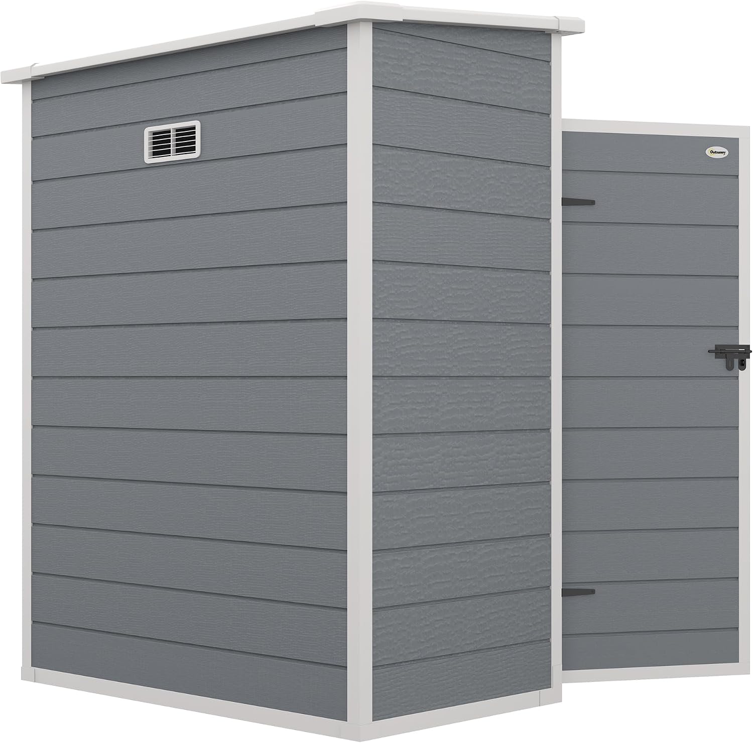 Outsunny 5' x 3' Outdoor Storage Shed, Waterproof Resin Plastic Shed with Floor, Window, Lockable Door and Vents, All-Weather Garden Tool Shed for Backyard, Patio, Lawn, Gray