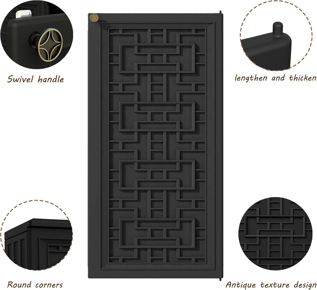 Mrosaa Outdoor Storage Cabinet Waterproof with Shelf,Resin Storage Sheds Outdoor Cabinets for tub Towels/Chemicals/Grill Items/Patio/Garden/Backyard, Size 34.3''L*15''W*36.2''H（Black）