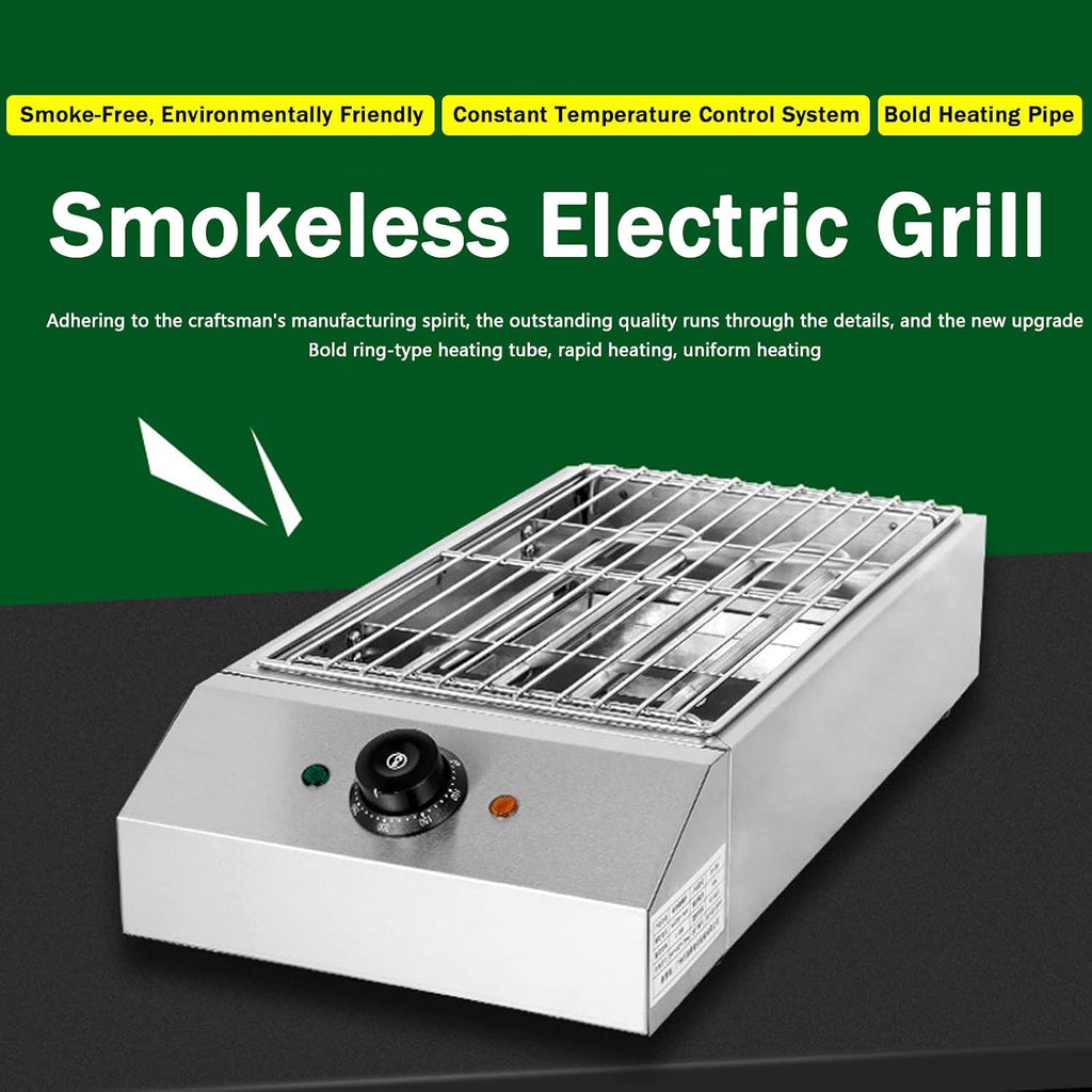 KnoRRs Premium Indoor Smokeless Electric Grill, 2600W Health BBQ Grill with Adjustable Temperature, Grill Surface 425x255 mm, Includes Water Filled Drip Tray to Reduce Smoke and Smell, BBQ Barbecue