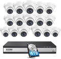 ZOSI 16Channel 4K POE Security Camera System, 16 x 5MP CCTV Metal Dome Camera Outdoor Indoor, 80FT Night Vision, Motion Alert, H.265+ 8MP 16CH NVR with 4TB HDD for Home Business 24/7 Recording