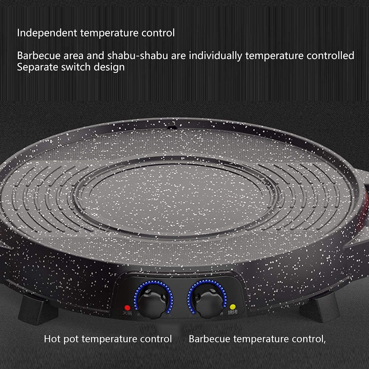 BBQ Smokeless Grill Multifunctional BBQ hot Pot Double Pot,Integrated Kitchen Pot,Electric hot Pot,Electric Barbecue Grill,Electric Baking Tray is Convenient and Stylish-One-Piece shabu-shabu