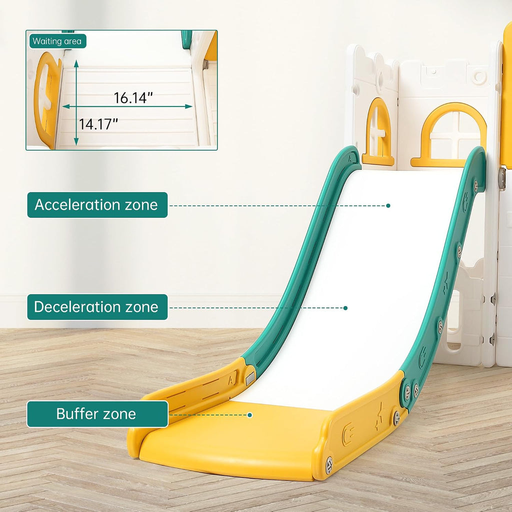 Garvee Toddler Slide 8 in 1 Toddler Playset for Toddlers Age 1-3, Baby Playset for Indoor Outdoor Playground with Climber, Crawling Tunnel, Basketball Hoop, Telescope, Toy Storage