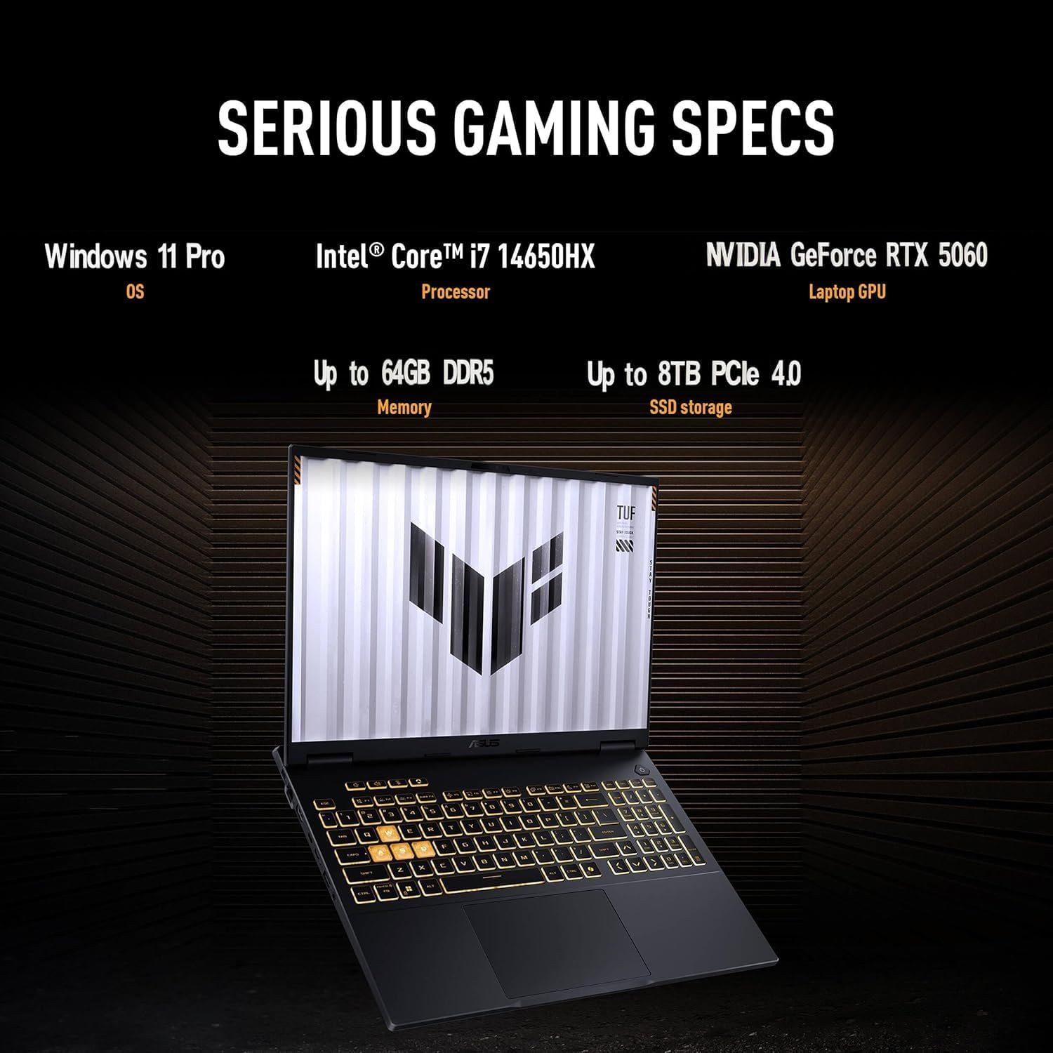 ASUS 2025 TUF F16 Gaming Laptop, NVIDIA RTX 5060, Intel i7-14650HX(Up to 5.2GHz), 16' FHD+ 165Hz Anti-Glare Screen, WiFi 6E, 32 GB DDR5, 1 TB SSD, Windows 11 Pro, W/One-Handed Keyboard & Design Mouse