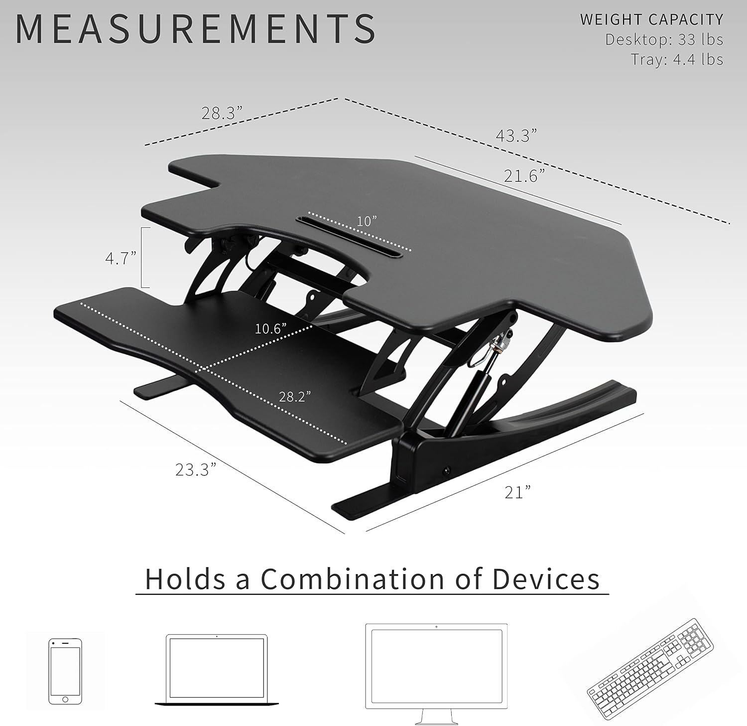 VIVO 43 inch Corner Height Adjustable Cubicle Stand Up Desk Converter, V Series, Quick Sit to Stand Tabletop Dual Monitor Riser Workstation, Black, DESK-V000VC