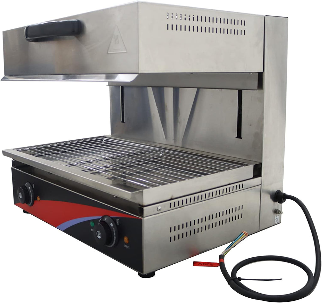 INTSUPERMAI 220V Electric Lift-Up Salamander Stainless Steel 4000W Food Equipment Electric Salamander Stove Grill Barbecue Oven Cheese Melter
