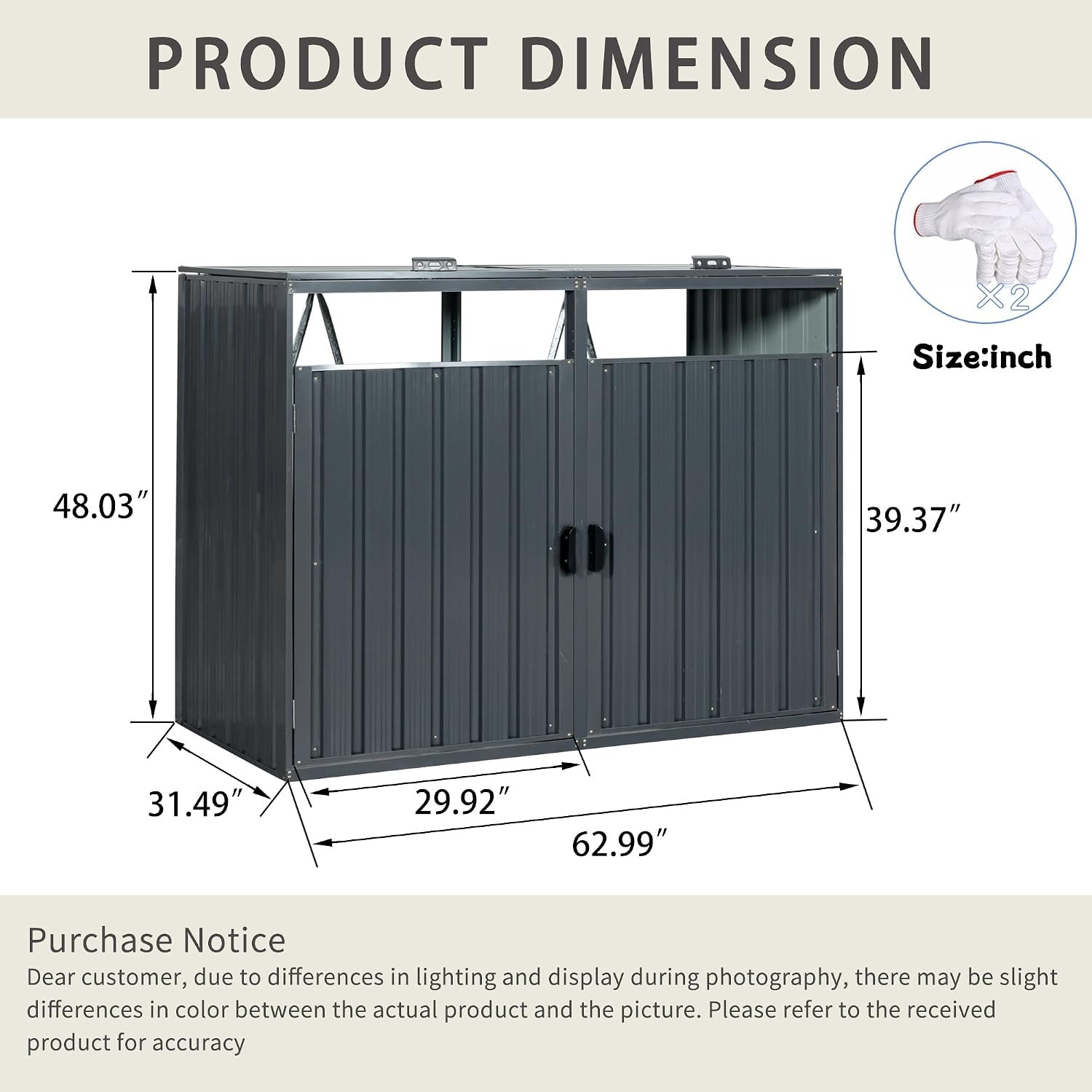 Outdoor Trash Can Storage, Garbage Bin Shed Stores 3 Trash Cans, Metal Outdoor Storage Shed for Garbage Cans, Garden Accessories, Backyard, and Patio Use, Lockable, Black