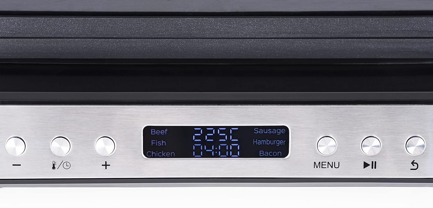Lauben Contact Grill Deluxe 2000ST Table Contact Grill with 6 Automatic Programmes, Removable Plates, LED Display, Memory Function, Drip Tray, Dishwasher Safe