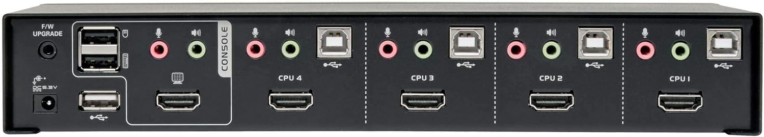 Tripp Lite 4 Port HDMI/USB KVM Switch, Audio/Video, USB 2.0 Peripheral Port, 1080p, Windows, Mac, Linux Compatible (B004-HUA4-K)
