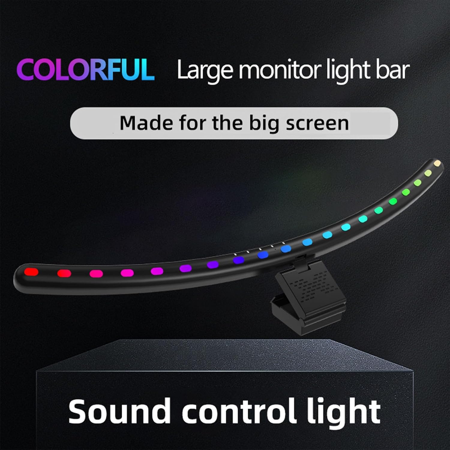 2 In 1 RGB Monitor Light Bar, Curved Computer Monitor Lamp Bar, Dual Light Source with Voice Activated Musical Rhythm, Eye Caring Screen Light Bar for Office Gaming Desk