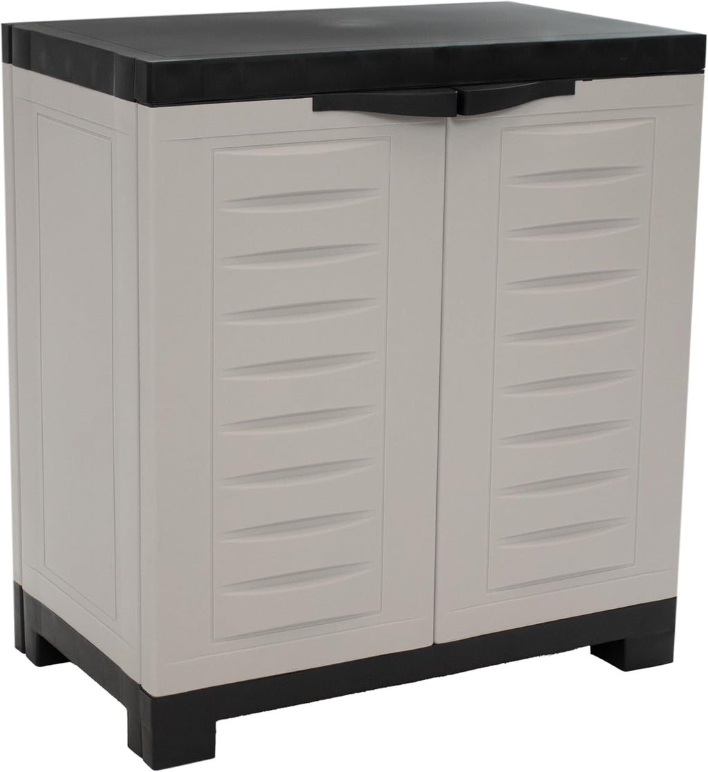 Sunnydaze 25.5' H Resin Garage Storage Cabinet - Garage Cabinet with Adjustable Shelf - Freestanding Utility Storage for Laundry Room, Office, Basement - Gray
