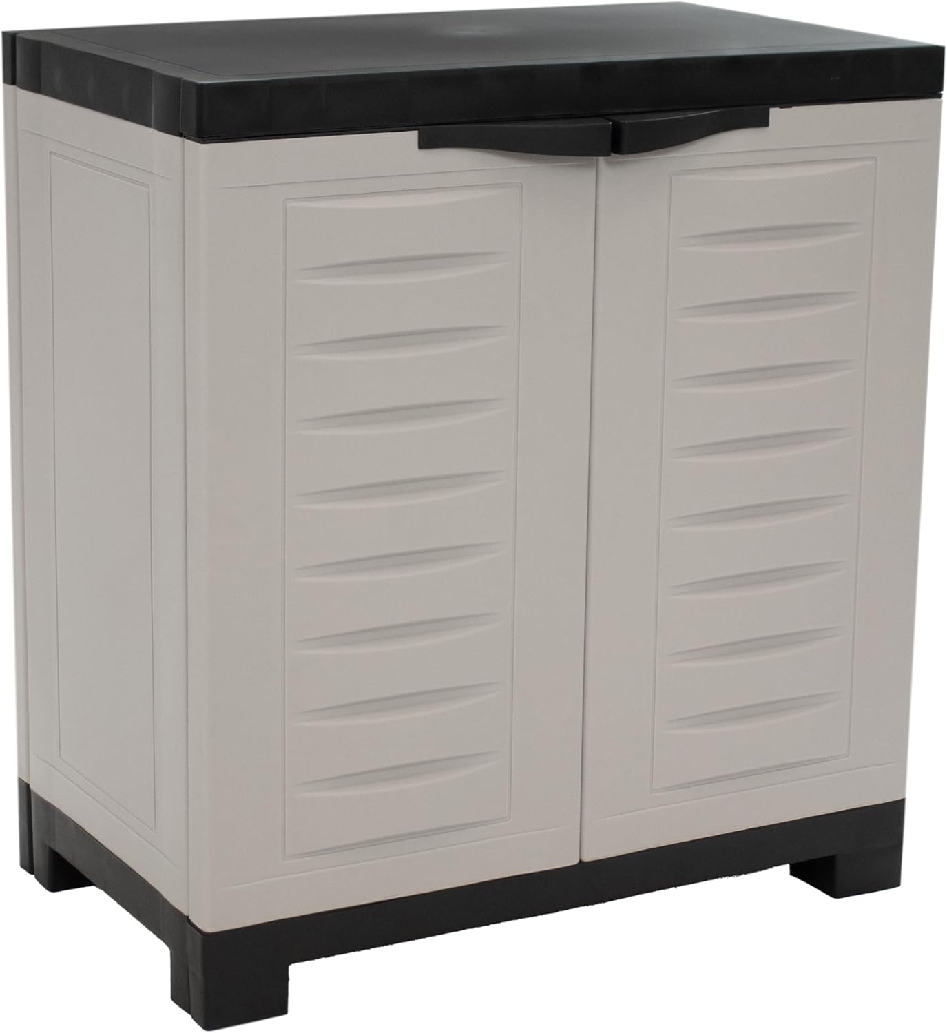 Sunnydaze 25.5' H Resin Garage Storage Cabinet - Garage Cabinet with Adjustable Shelf - Freestanding Utility Storage for Laundry Room, Office, Basement - Gray