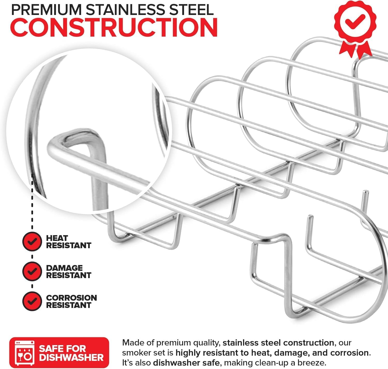 Modern Innovations Grill Rack Set (3 Pack), Chicken Leg Rack, Beer Can Chicken Holder, Rib Rack, Smoker Accessories and BBQ Gift Set