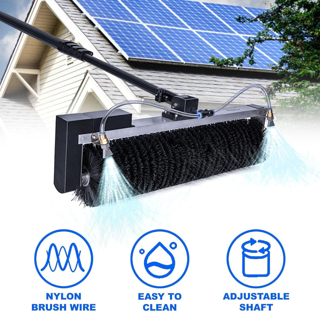 Electric Solar Panel Cleaning Tools, 60cm Roller Brush Head, Solar Photovoltaic Panel Cleaning Machine, Water Fed Pole Cleaning Kit,3.5M