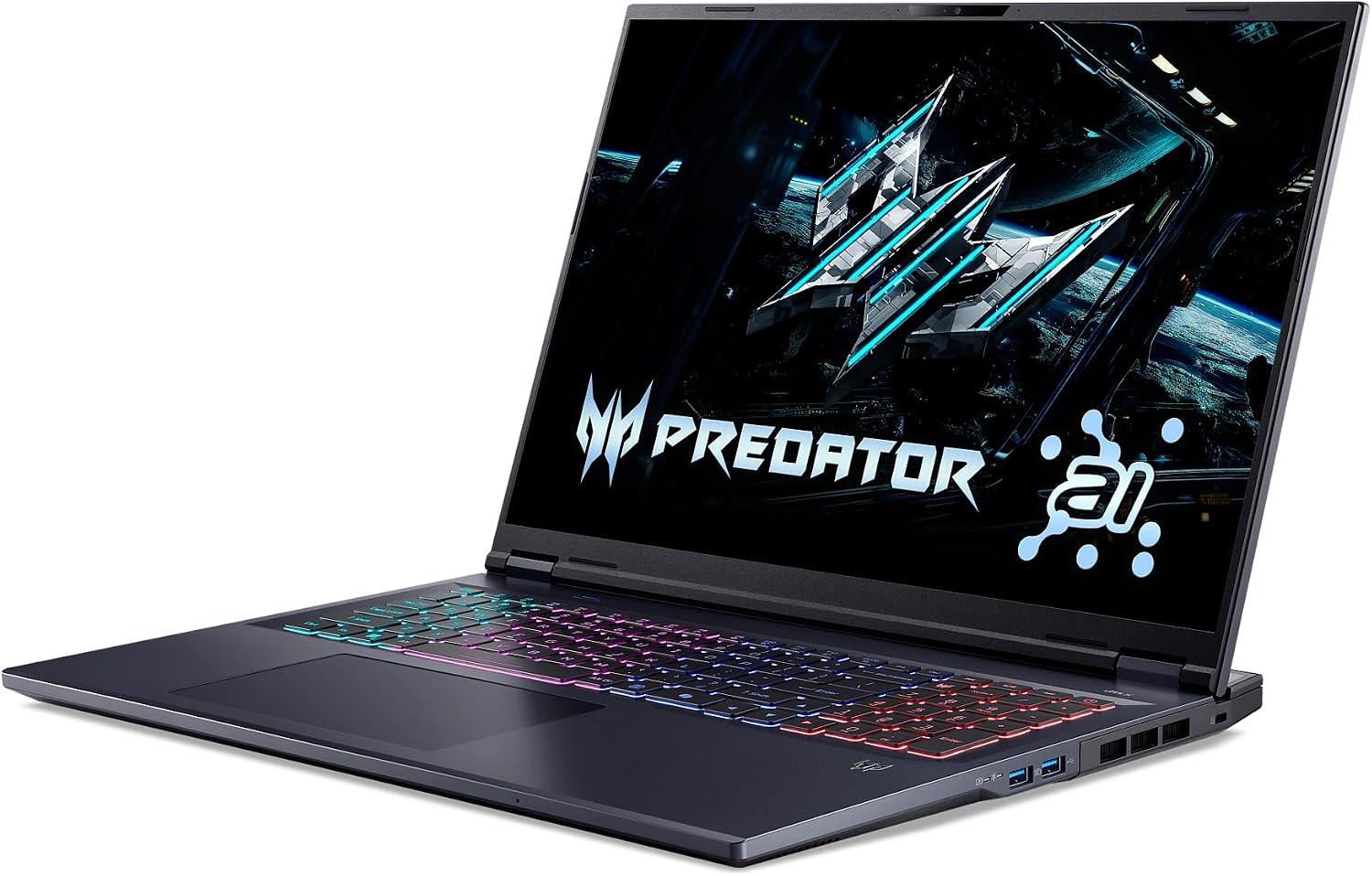 acer Predator Helios Neo 18 AI Gaming Laptop | Intel Core Ultra 9 Processor 275HX | NVIDIA GeForce RTX 5070 Ti | 18' WQXGA 240Hz G-SYNC | 16GB DDR5 | 1TB Gen 4 SSD | Killer Wi-Fi 6E | PHN18-72-92Y3