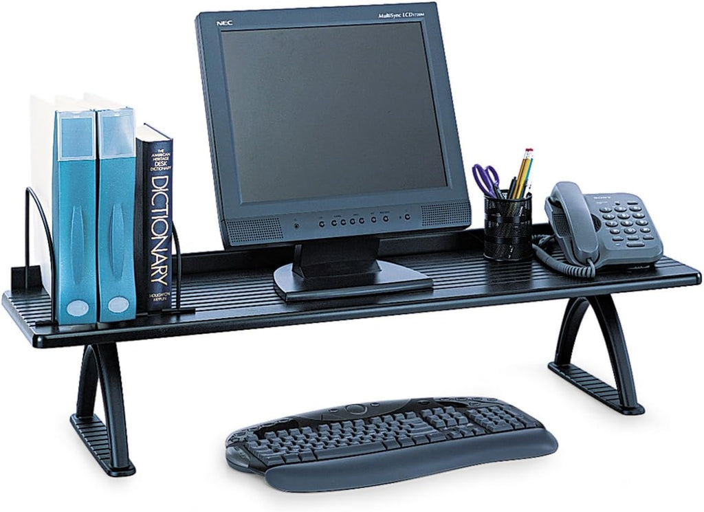 Safco 3603BL Wood Desk Riser, Optimize Supplies and Monitor Heights, Organize Desk and Tables, 8.25 Inch riser, Black